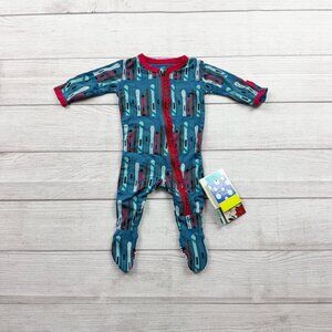 Kickee Pants Footie Pajamas Twilight Skis Ruffle Zip Sleeper Bamboo Viscose NWT